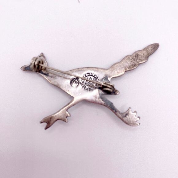 Taxco Hecho En Mexico Sterling Silver Roadrunner Brooch 2” - Picture 4 of 5